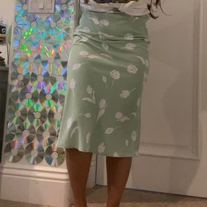 green midi skirt